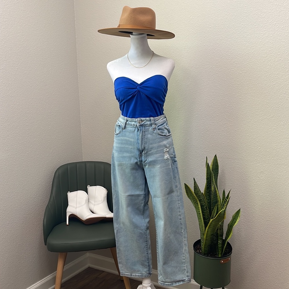 Essential Cobalt Blue Basic Summer Tube Top - Picture 3 of 11